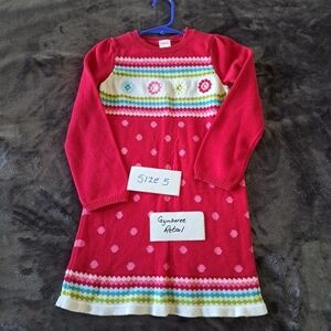 Gymboree girls size 5 sweater dress flower design